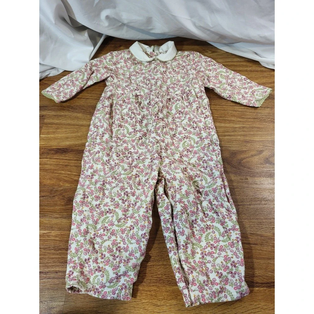 Vintage Gymboree Lightweight Corduroy Floral Romper Size 24 M
